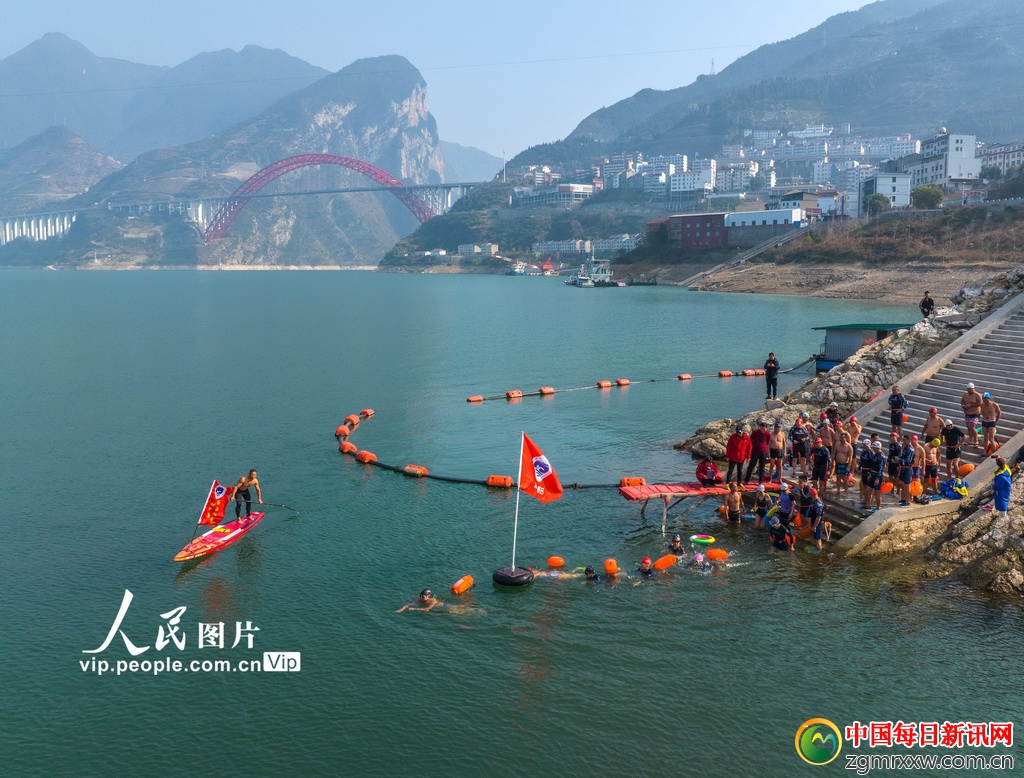 湖北秭归：冬泳三峡迎新春